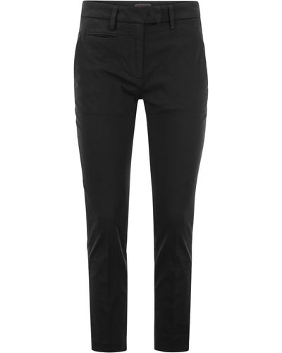 Dondup Perfect Slim Fit Cotton Gabardine Pants - Black