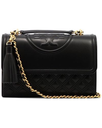 Tory Burch Small Fleming Convertible Leather Shoulder Bag - Black
