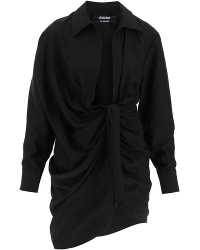 Jacquemus Mini-robe Nouée En Serge Bahia - Noir