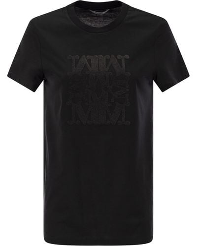Max Mara Taverna Katoenen T -shirt Met Frontaal Borduurwerk - Zwart