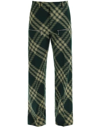 Burberry Pantalones de ropa de trabajo de en Houndstooth - Verde