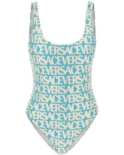 Versace Allover One Piece Swimwear - Blauw