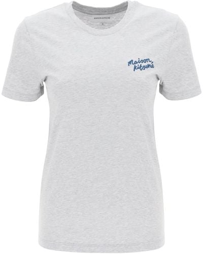 Maison Kitsuné T -shirt Met Logo -borduurwerk - Wit