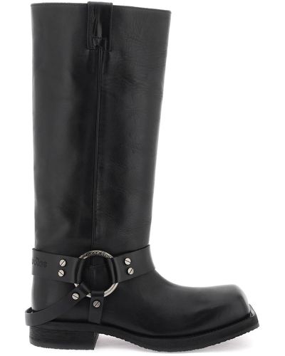 Acne Studios Lederen Biker Boots In - Zwart