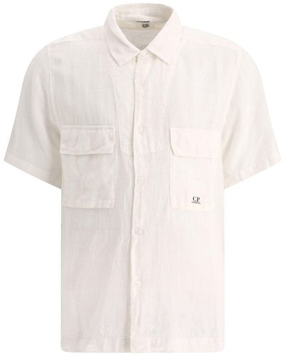 C.P. Company C.P. Camisa de lino de la empresa - Blanco