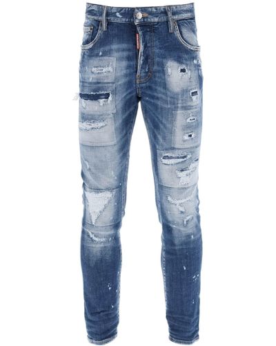 DSquared² Zerstörte Effekt -Skaterjeans. - Blau