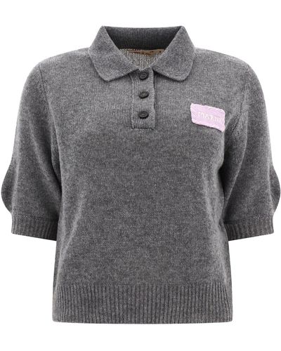 Marni "Logo Patch" Polo Shirt - Gray
