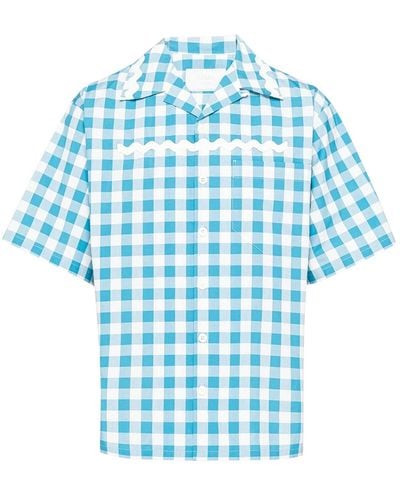 Prada Gecontroleerd Katoenen Shirt - Blauw