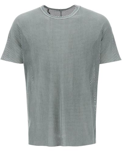 Boris Bidjan Saberi T Shirt Traforata In Cotone - Grigio