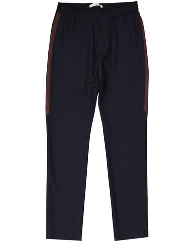 Givenchy Gestreepte Zijpaneel Wollen Broek - Blauw