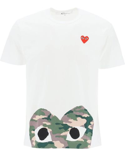 COMME DES GARÇONS PLAY Comme des Garcons spielen Herz Camou T -Shirt - Weiß