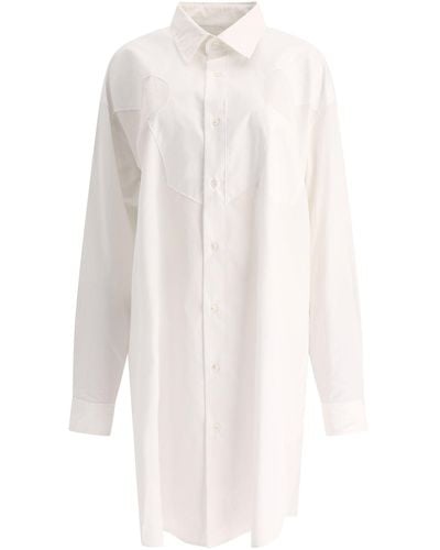 Maison Margiela Robe de chemise de popline en coton de - Blanc