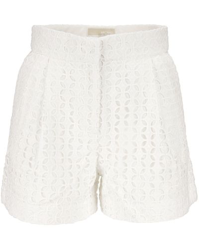Michael Kors Eyelet Geplooide Shorts - Wit