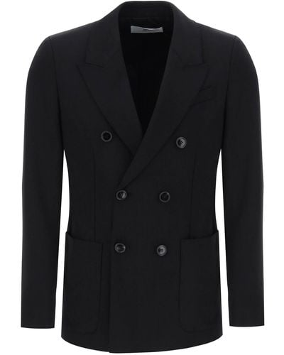 Ami Paris Double Breasted Wol Jacket Voor Mannen - Zwart