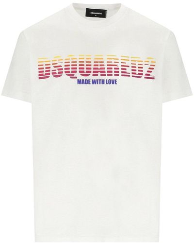 DSquared² Cool fit maage mit Love White T -Shirt - Weiß