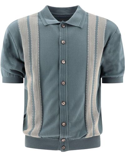 Kapital "Oyster Aloha" Knit Polo Shirt - Blue