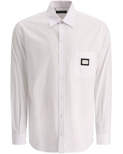 Dolce & Gabbana Hemd mit Logo Plaque - Weiß