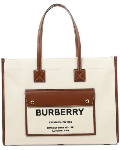 Burberry Freya Tweekleurige Tas - Naturel