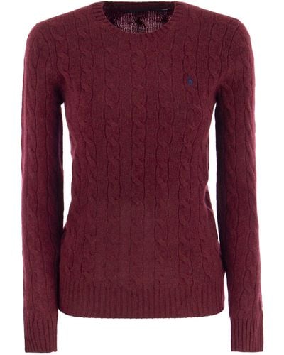 Polo Ralph Lauren Wool En Cashmere Cable Gesnit Sweater - Paars