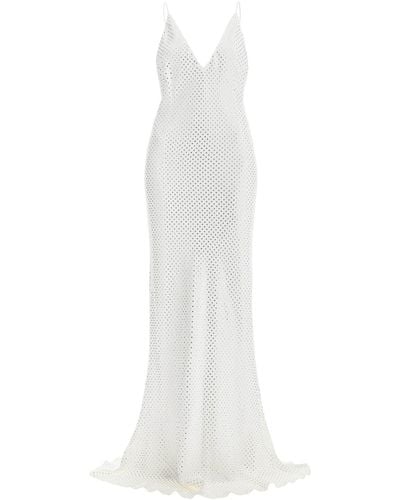 Alessandra Rich Long Cady Slip -Kleid mit Maxi - Weiß