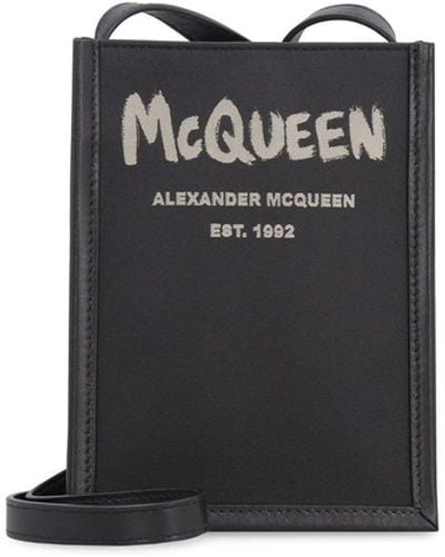 Alexander McQueen Messenger Logo Bag - Negro