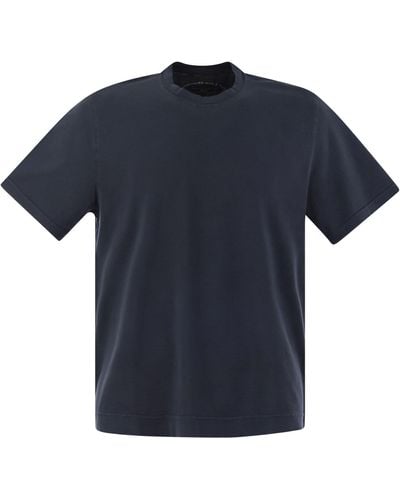 Fedeli Katoenen T -shirt Met Korte Mouwen - Blauw