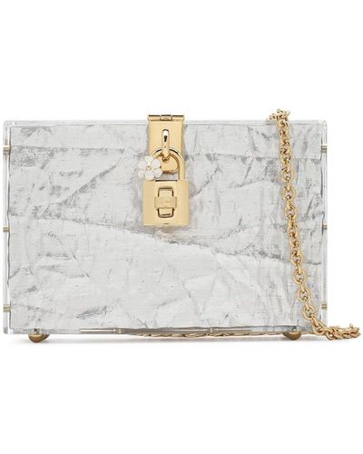 Dolce & Gabbana Metallic Box Mini Bag - White