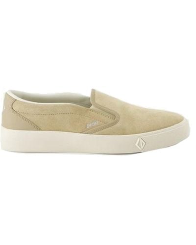Dior Leather Slip On Sneakers - Natural