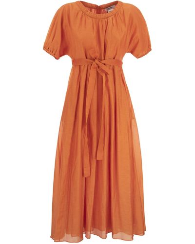 Max Mara 'Fresia' Cotton Voile Maxi Dress - Orange