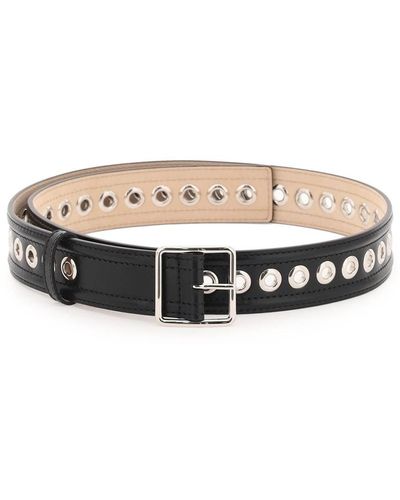 Alexander McQueen Lederen Riem Met Oogjes - Zwart