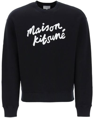 Maison Kitsuné Crewneck Sweatshirt Met Logo - Zwart