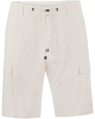 Peserico Ligero de algodón lyocell lyocell lienzo jogger bermudas pantalones cortos - Blanco