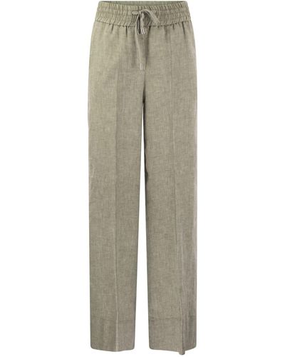 Peserico Pantalones de ajuste suelto en lienzo de lino puro liviano - Gris