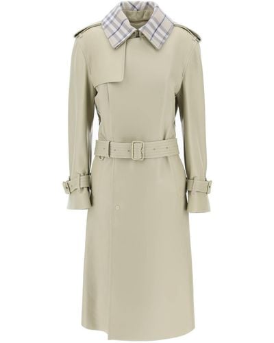 Burberry Long Leather Trench Coat - Naturel