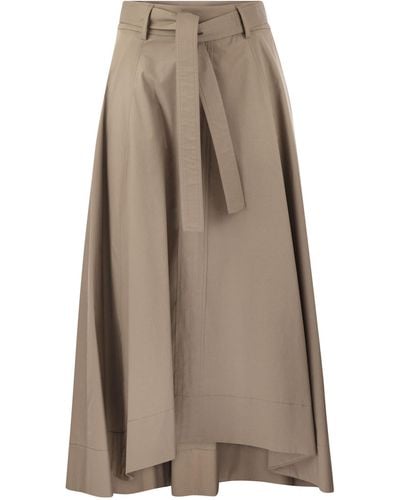 Peserico Falda larga de peseros en satén ligero de algodón elástica - Neutro