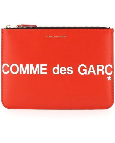 Comme des Garçons Comme des Garcons Brieftasche Lederbeutel mit Logo - Rot