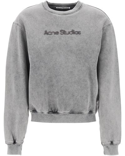 Acne Studios "ronde Nek Sweatshirt Met Wazig - Grijs