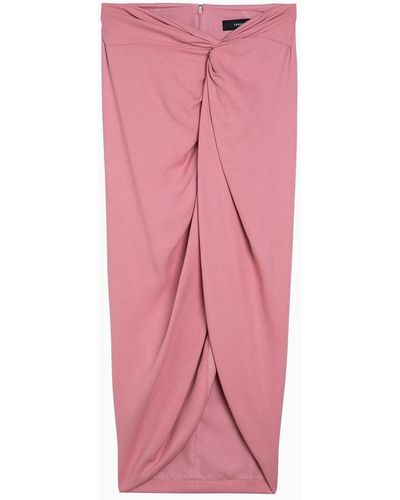 FEDERICA TOSI Viscose Midi Skirt With Knot - Pink