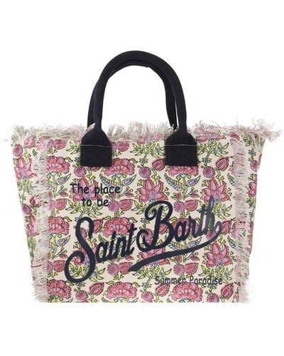 Mc2 Saint Barth Vanity Canvas Bag Met Bloemenprint - Roze