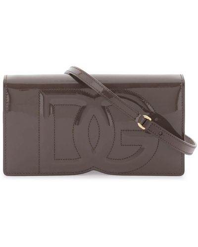 Dolce & Gabbana Mini 'dg Logo' Tasche In Lackleder - Bruin