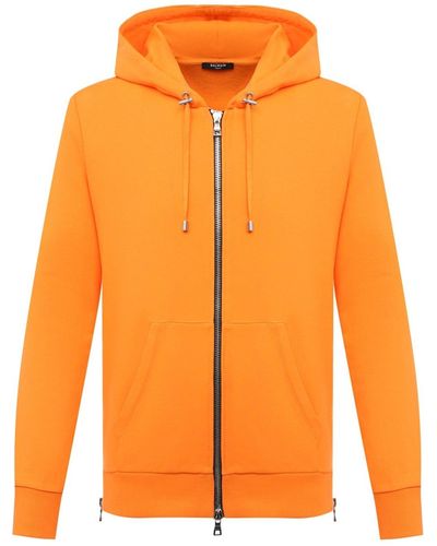 Balmain Sweatshirt Met Capuchon En Rits - Oranje