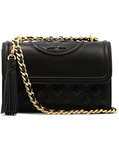 Tory Burch Small Fleming Convertible Leather Shoulder Bag - Black