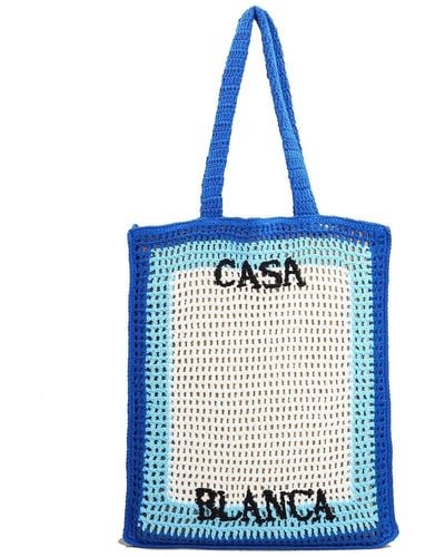 Casablancabrand Bolsa de bolsas de crochet de algodón del logotipo de - Azul