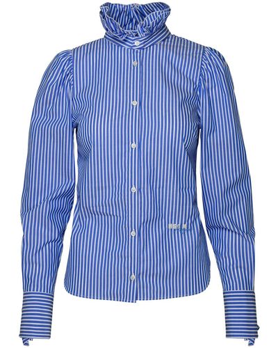 MSGM Camisa de algodón a rayas de - Azul