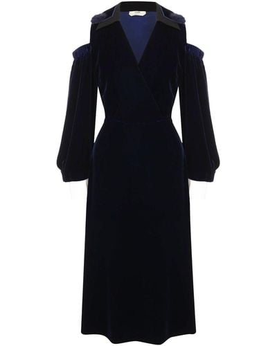 Fendi Velvet Midi Dress - Blue