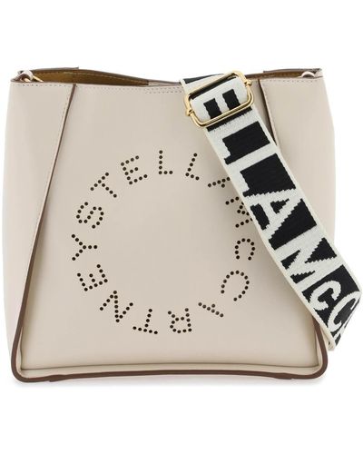 Stella McCartney Crossbody Bag With Perforated Stella Logo - Natural