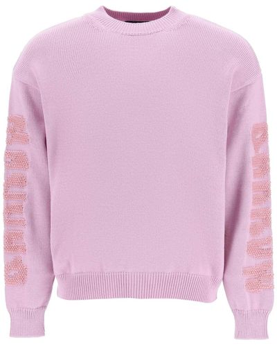 Barrow Wool Blend Sweater Met Jacquard -logo - Roze