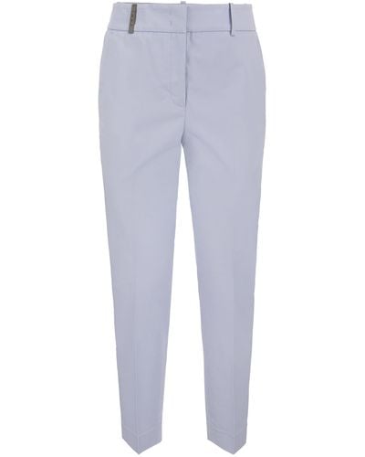 Peserico Pantalon en coton extensible - Bleu