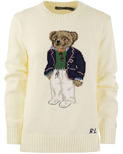Polo Ralph Lauren Bear Cotton Crew Neck Polo Shirt - Naturel