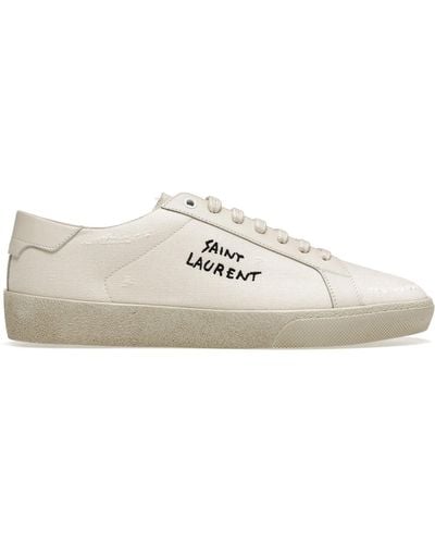Saint Laurent Canvas Logo Sneakers - Wit